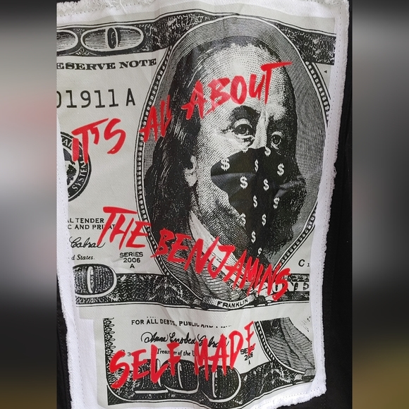 Spark Premium Black Denim "Self Made its all about the Benjamins" SZ.3XL NWOT - Picture 3 of 6